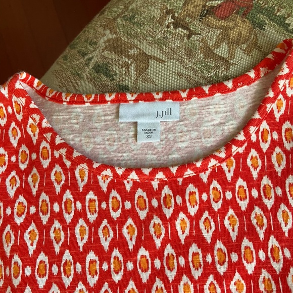 NWOT J. Jill Cotton Shift, XS/S, Orange/Yellow/Cream - Picture 3 of 6